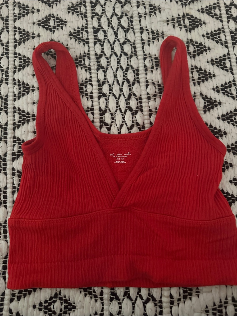 Urban Outfitters out from under Ribbed V Crop Tank in orange/Red